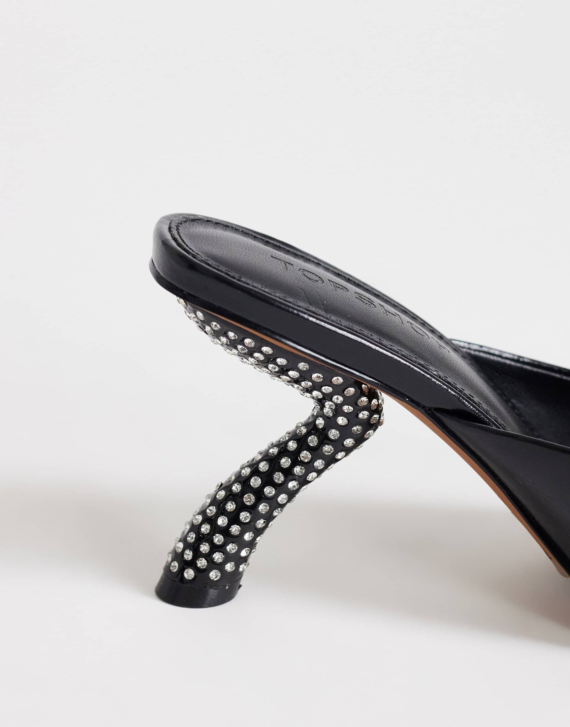 Topshop Octavia strappy high diamante heel sandal in black