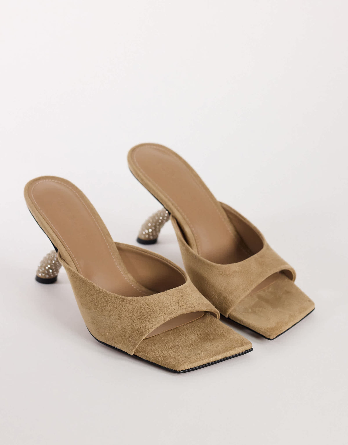 Topshop Octavia strappy high diamante heel sandal in taupe