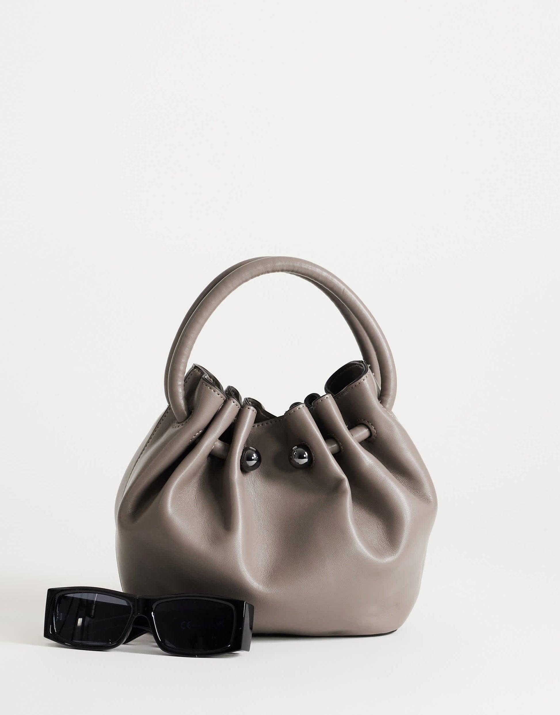 Topshop Paige ring handle grab bag in grey