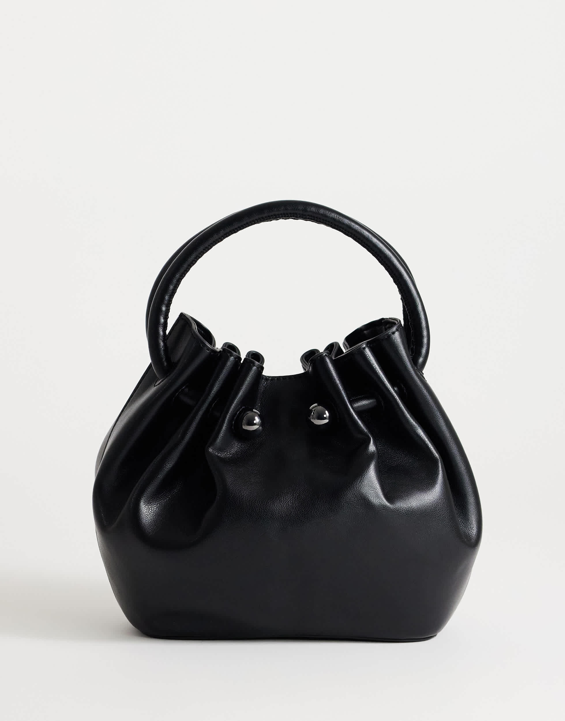 Topshop Paige medium ring handle grab bag in black