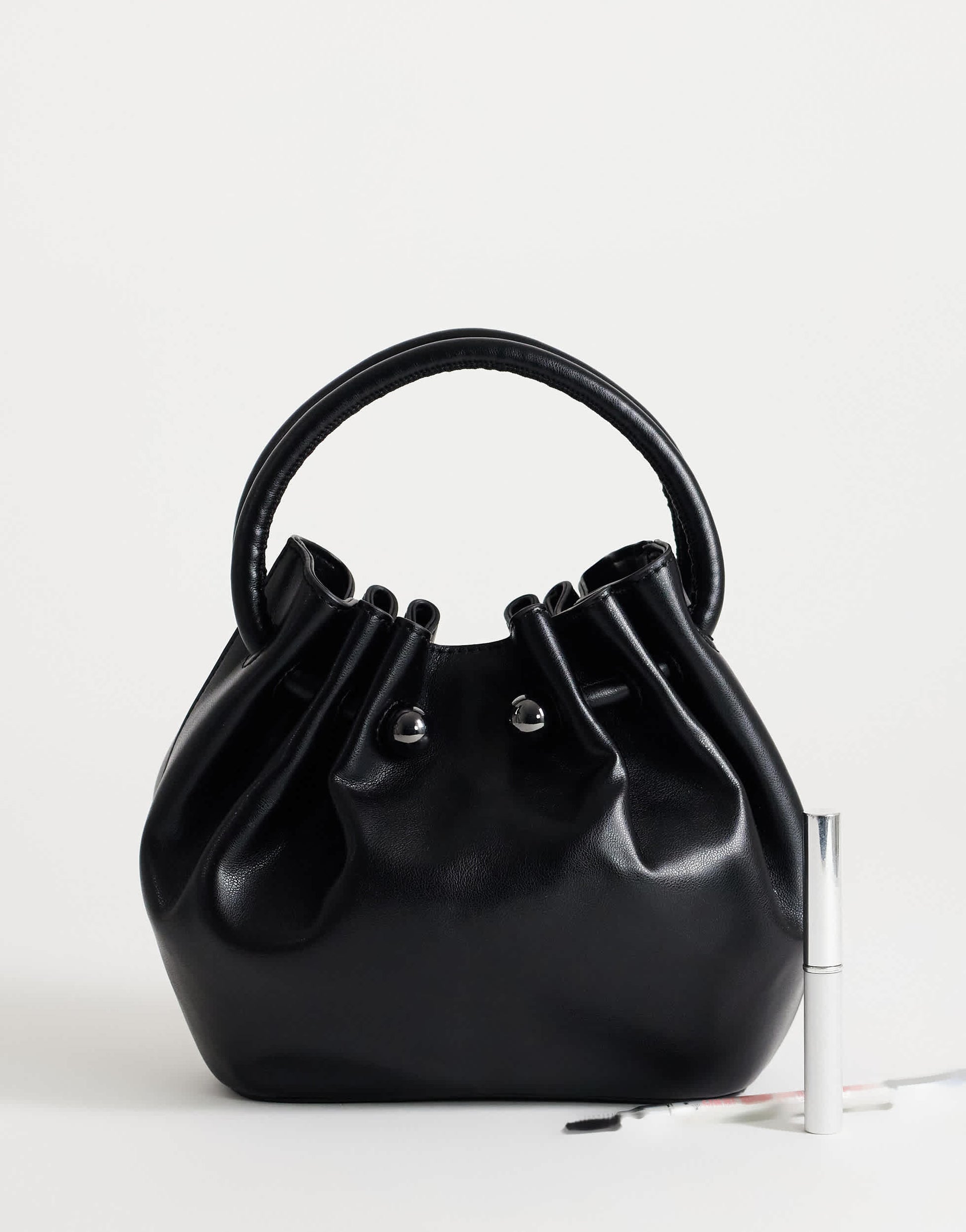 Topshop Paige ring handle grab bag in  black