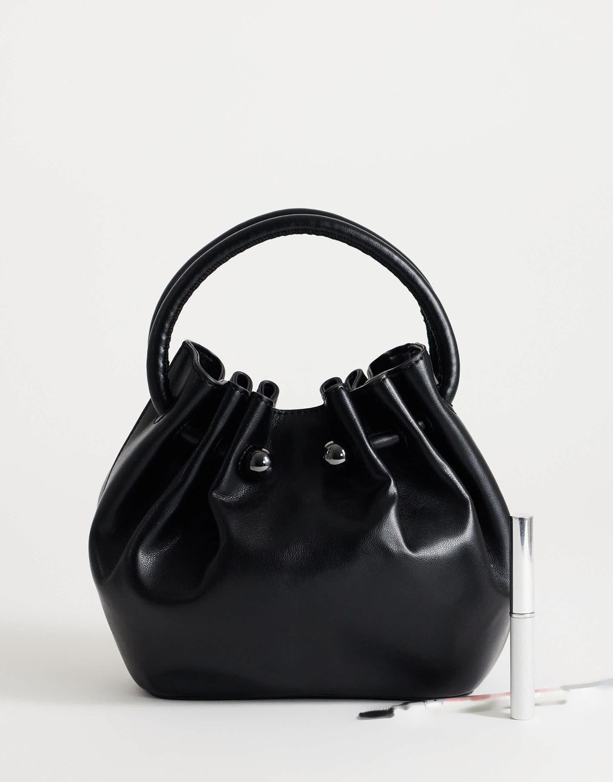 Topshop Paige medium ring handle grab bag in black