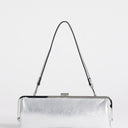 Topshop Poppy small rectangle clasp shoulder bag in silver