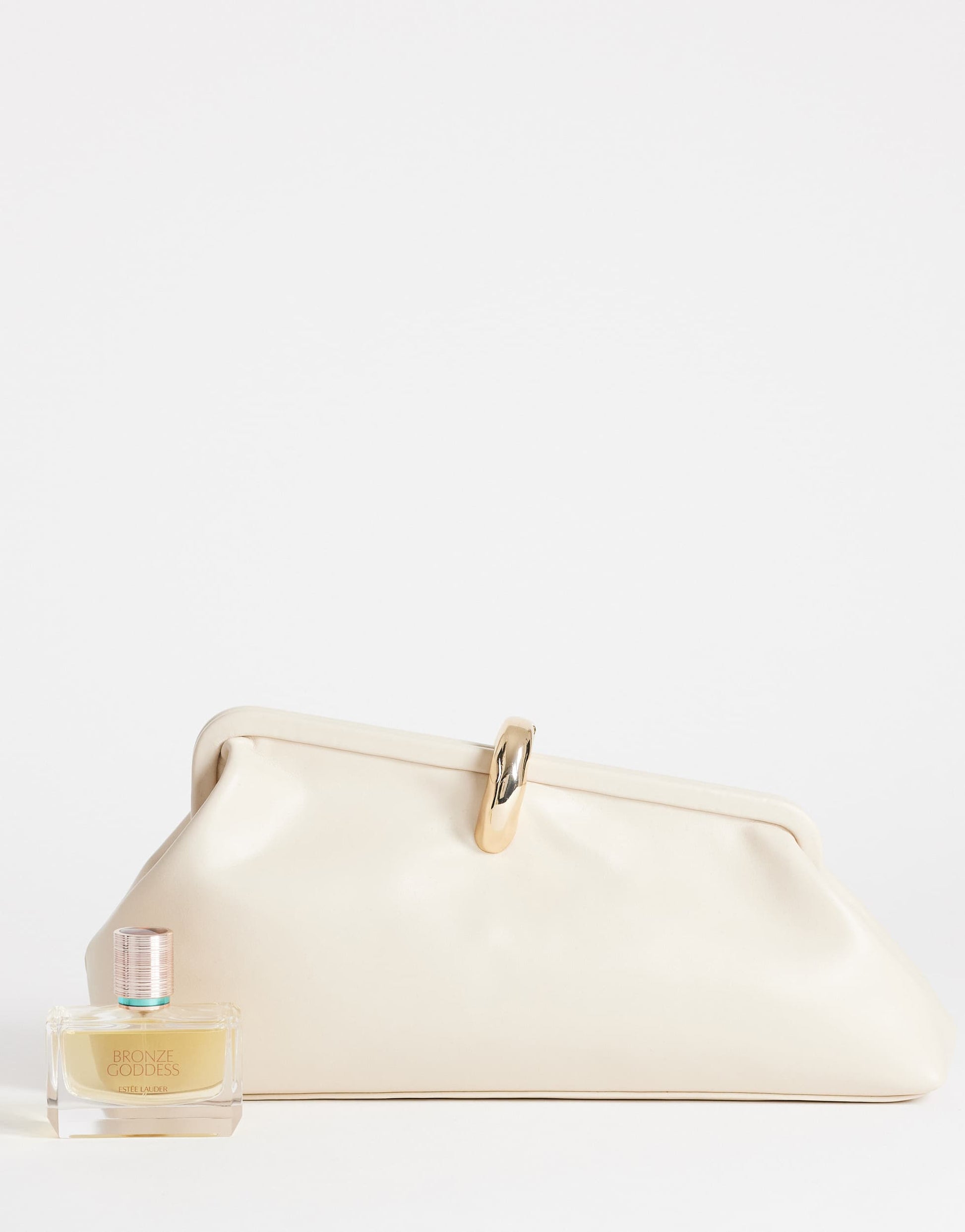 Topshop Carlie medium clutch with hardware in stone
