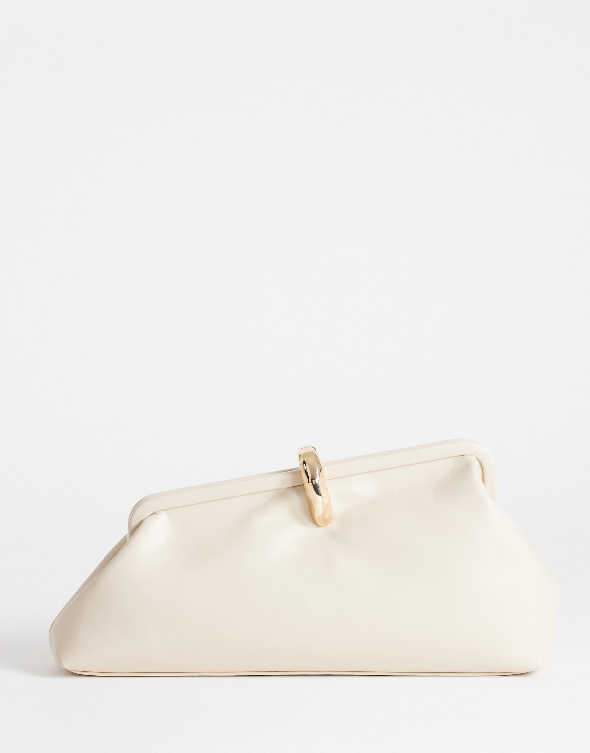 Topshop Carlie medium clutch with hardware in stone