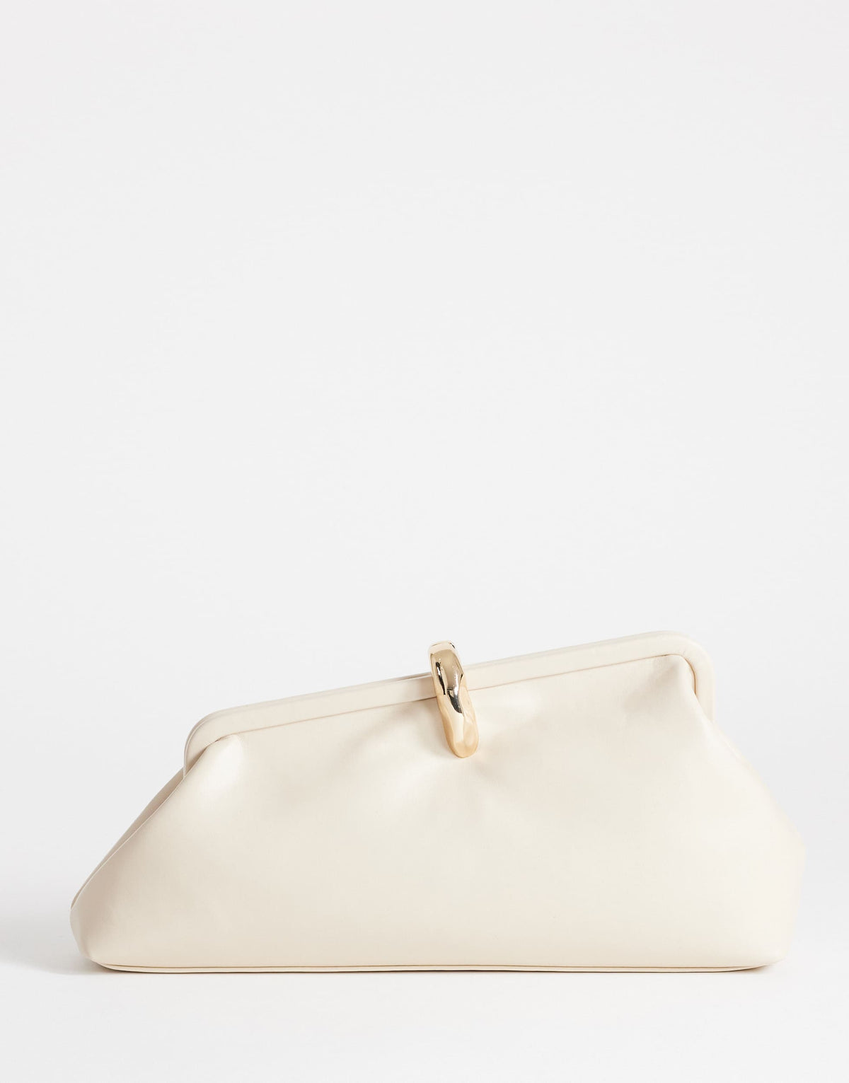 Topshop Carlie medium clutch with hardware in stone