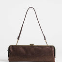 Topshop Poppy small rectangle clasp shoulder bag in chocolate diamante