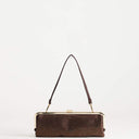 Topshop Poppy small rectangle clasp shoulder bag in chocolate diamante