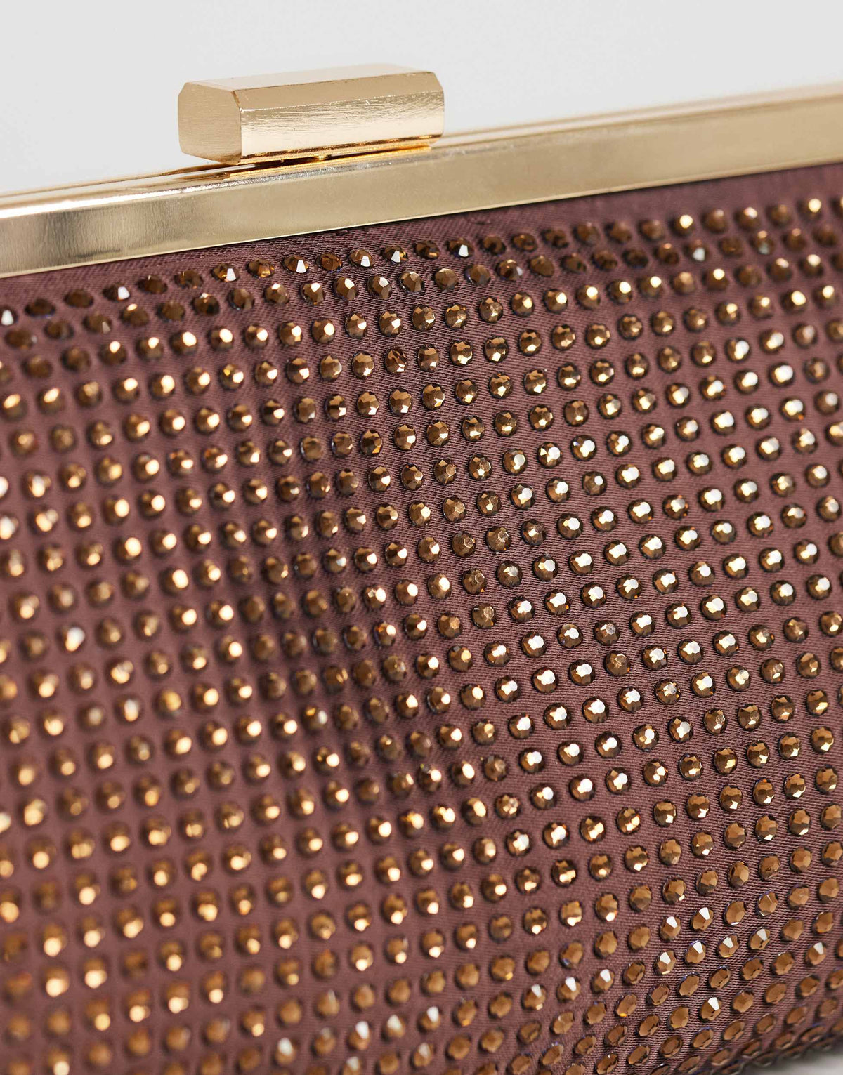 Topshop Poppy small rectangle clasp shoulder bag in chocolate diamante