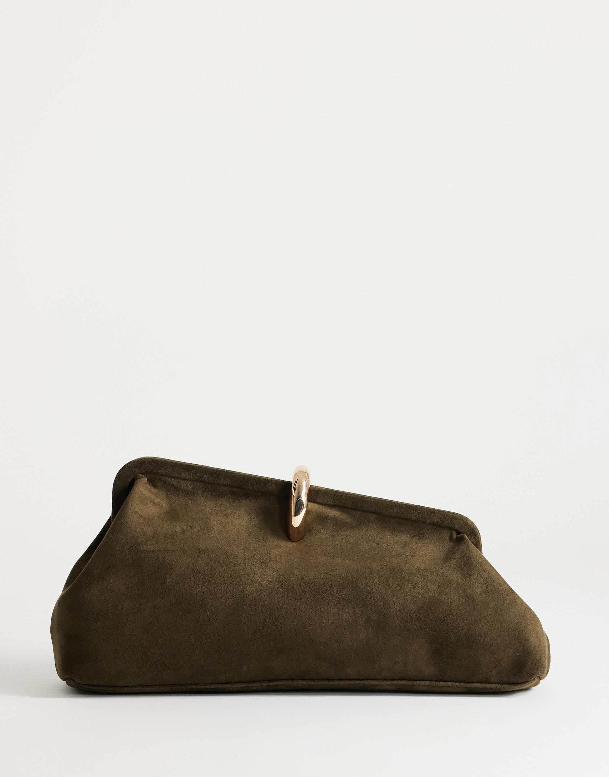 Topshop Carlie medium clutch with hardware in khaki