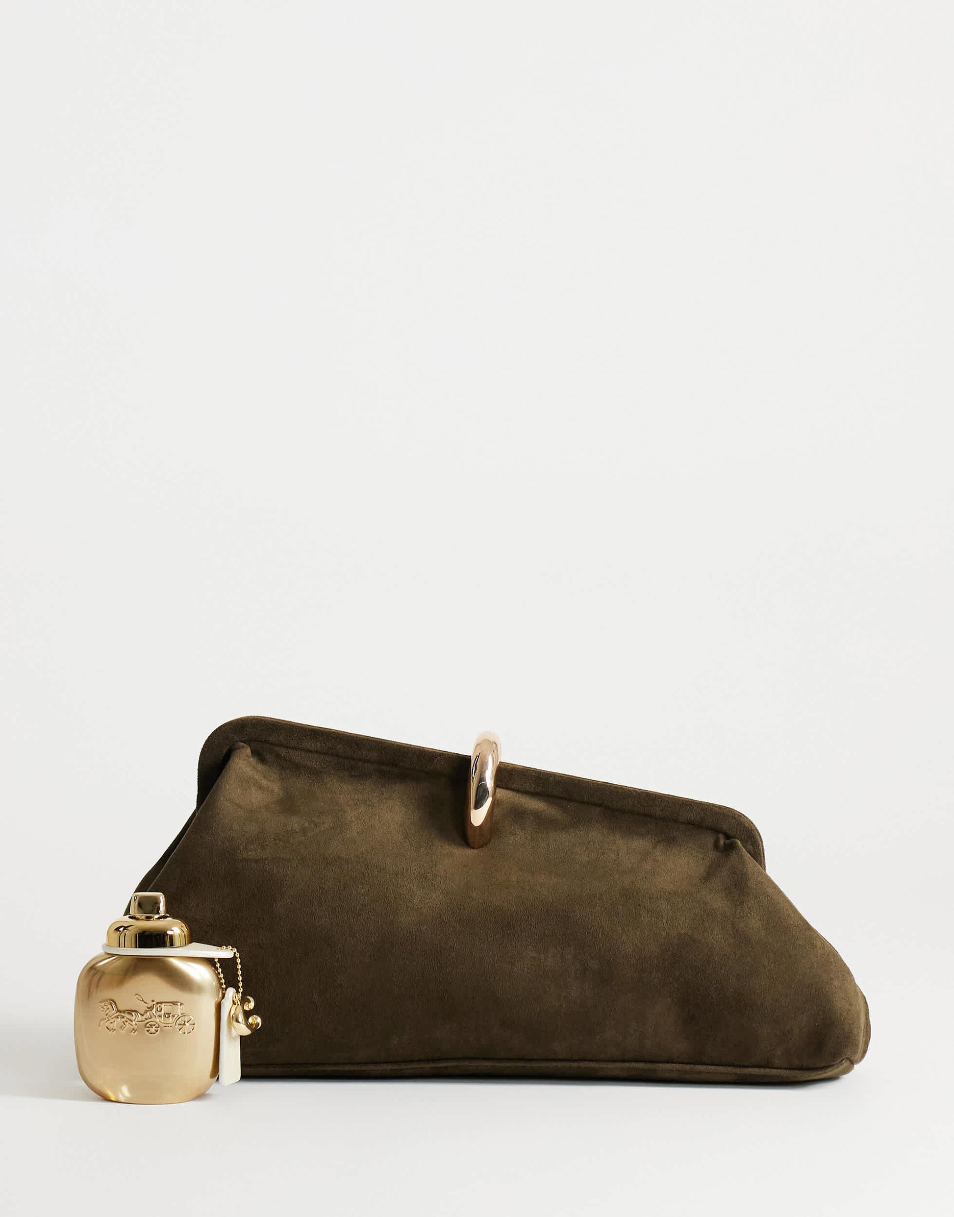 Topshop Carlie medium clutch with hardware in khaki