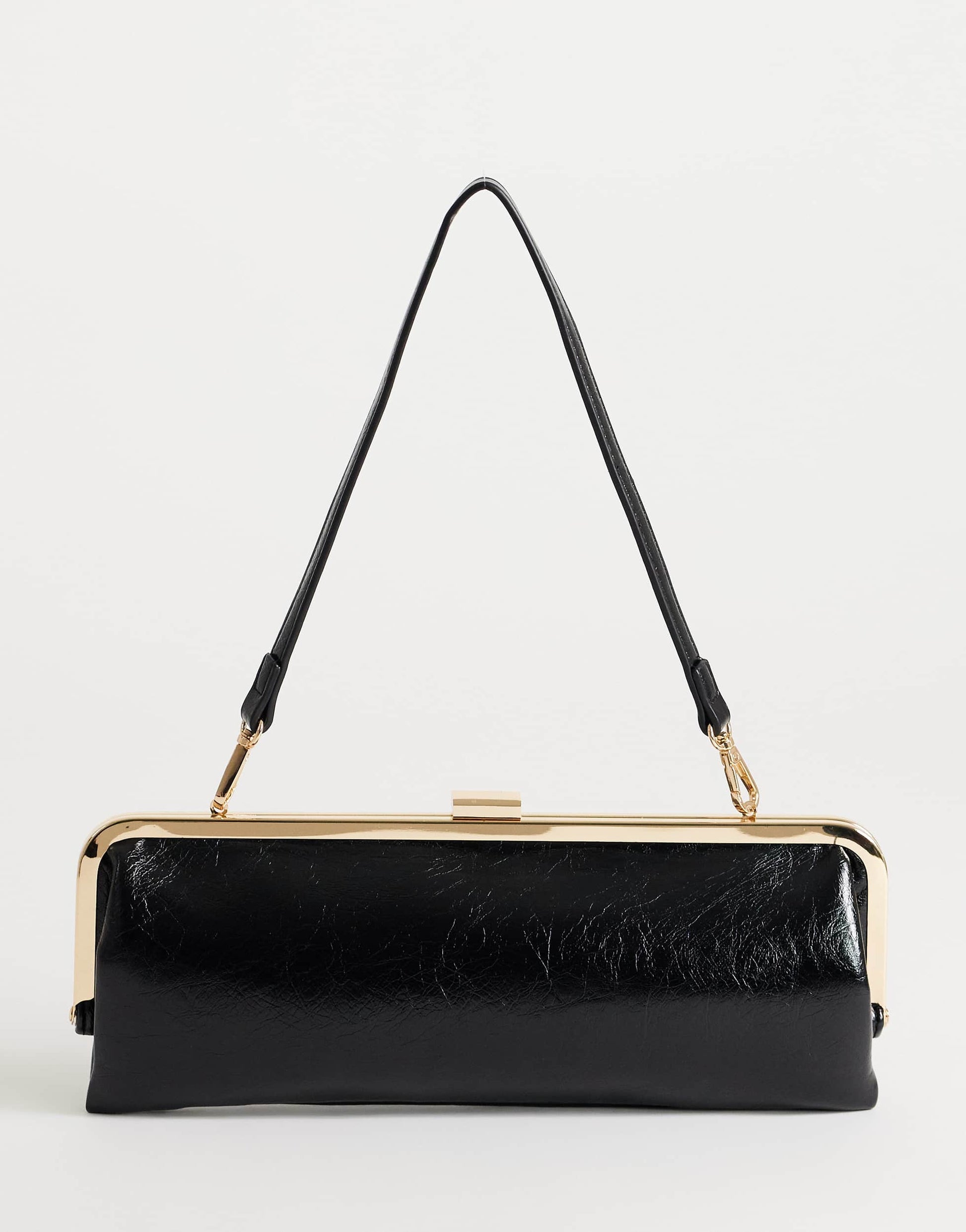 Topshop Poppy small rectangle clasp shoulder bag in black