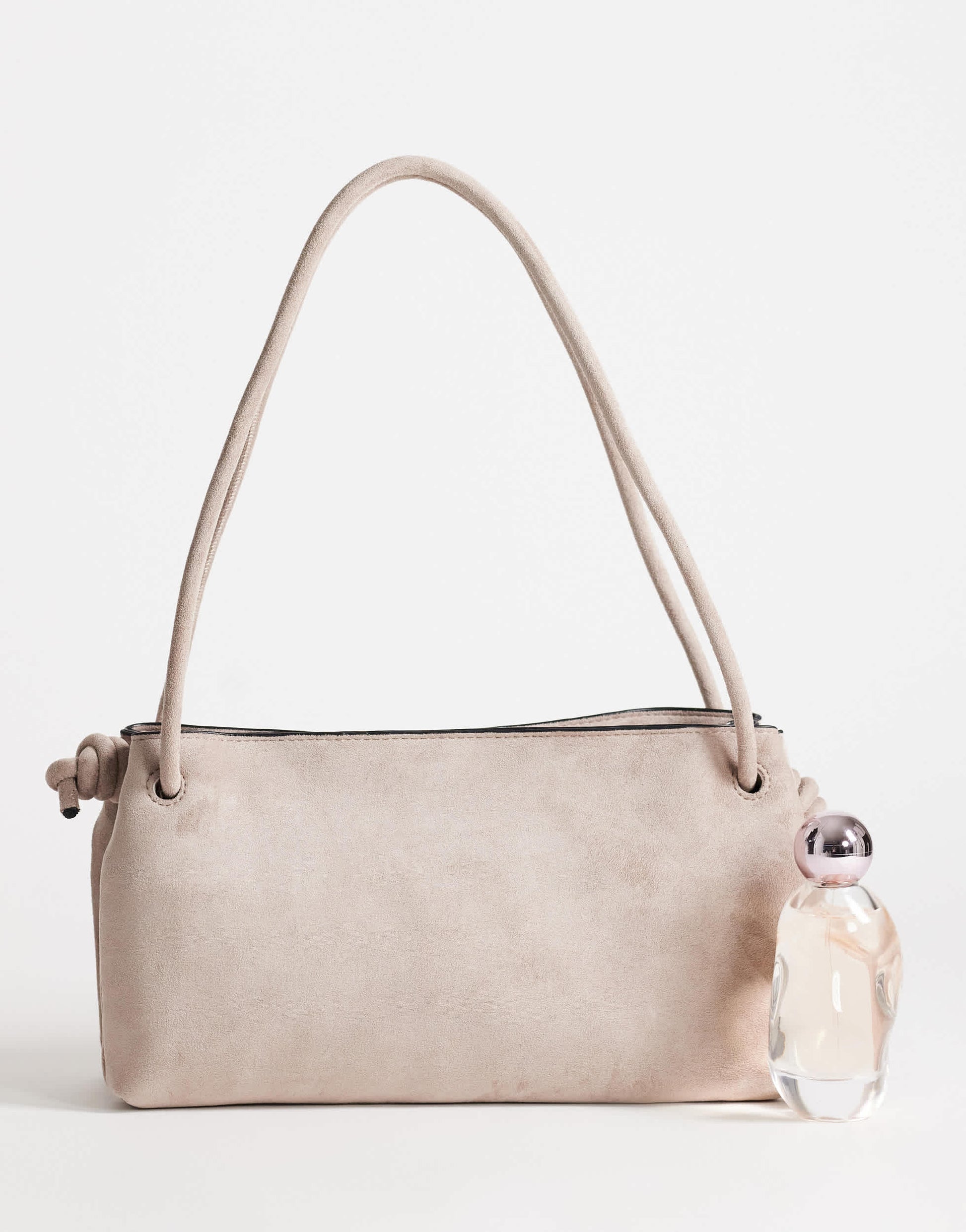 Topshop Schelby suedette medium flat bowler in taupe