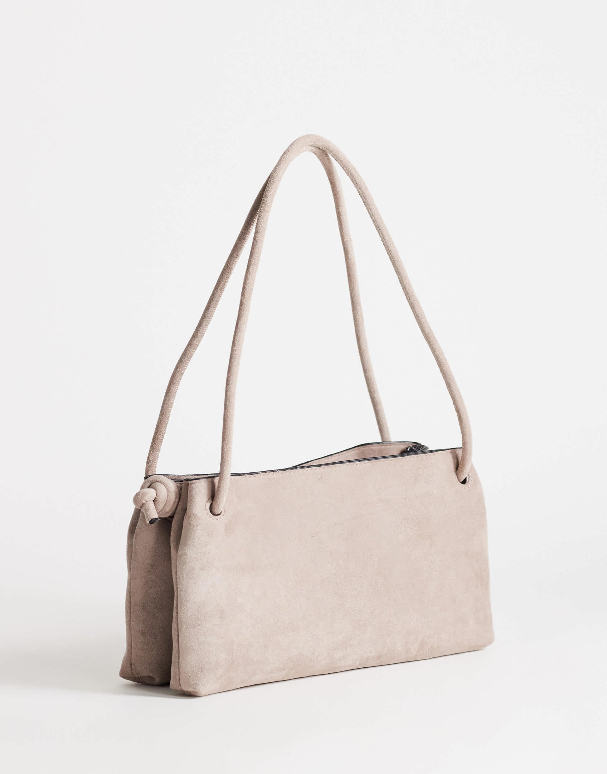 Topshop Schelby suedette medium flat bowler in taupe