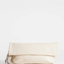 Topshop Pippa oversized fringe clutch bag in stone