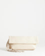 Topshop Pippa oversized fringe clutch bag in stone