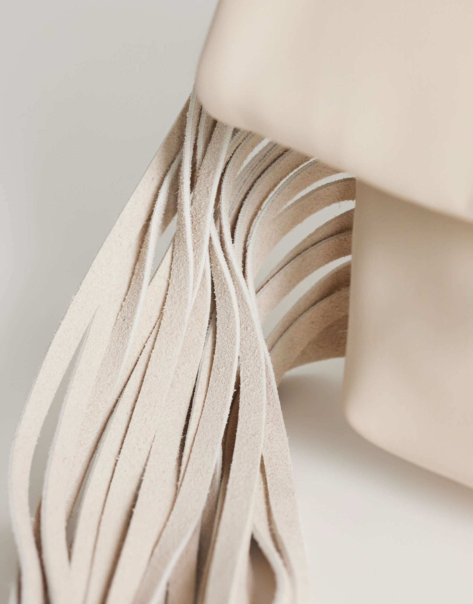 Topshop Pippa oversized fringe clutch bag in stone