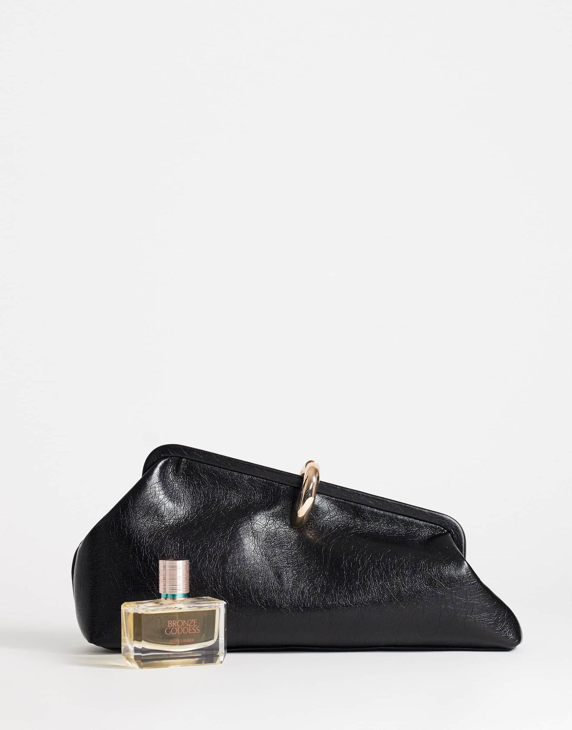 Topshop Carlie medium clutch with hardware in black