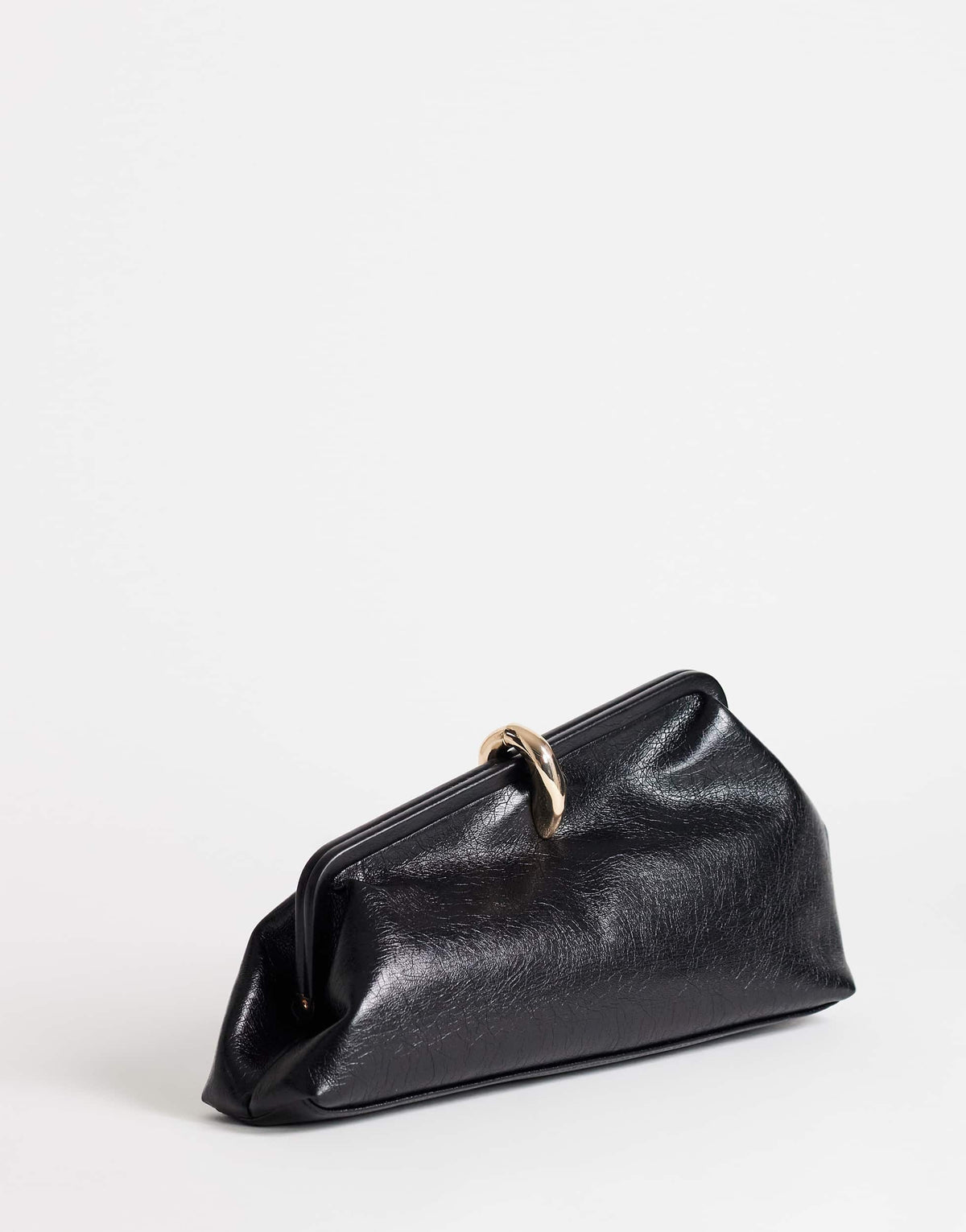 Topshop Carlie medium clutch with hardware in black