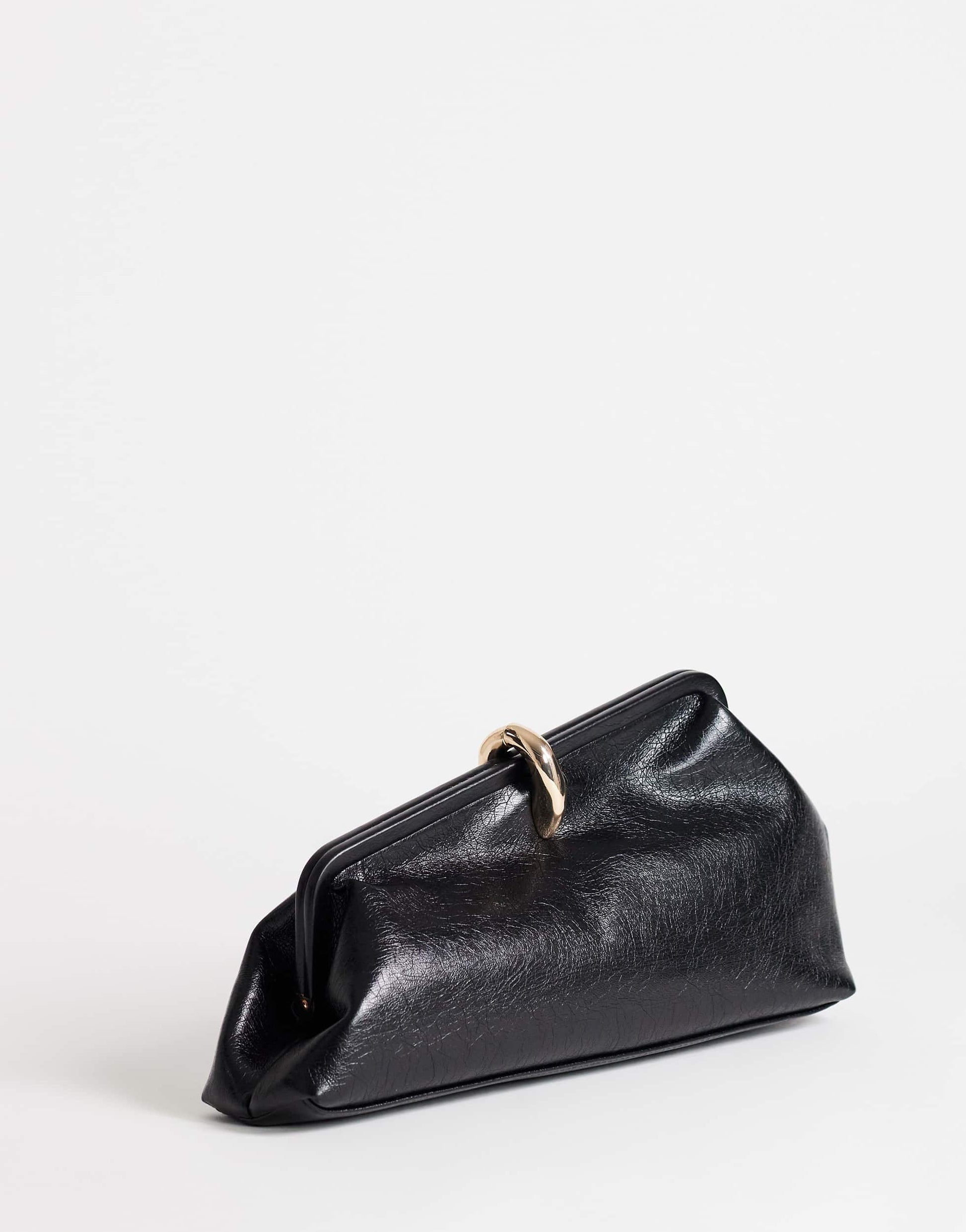 Topshop Carlie medium clutch with hardware in black