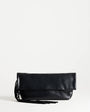 Topshop Pippa oversized fringe clutch bag in black