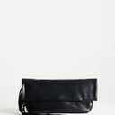 Topshop Pippa oversized fringe clutch bag in black