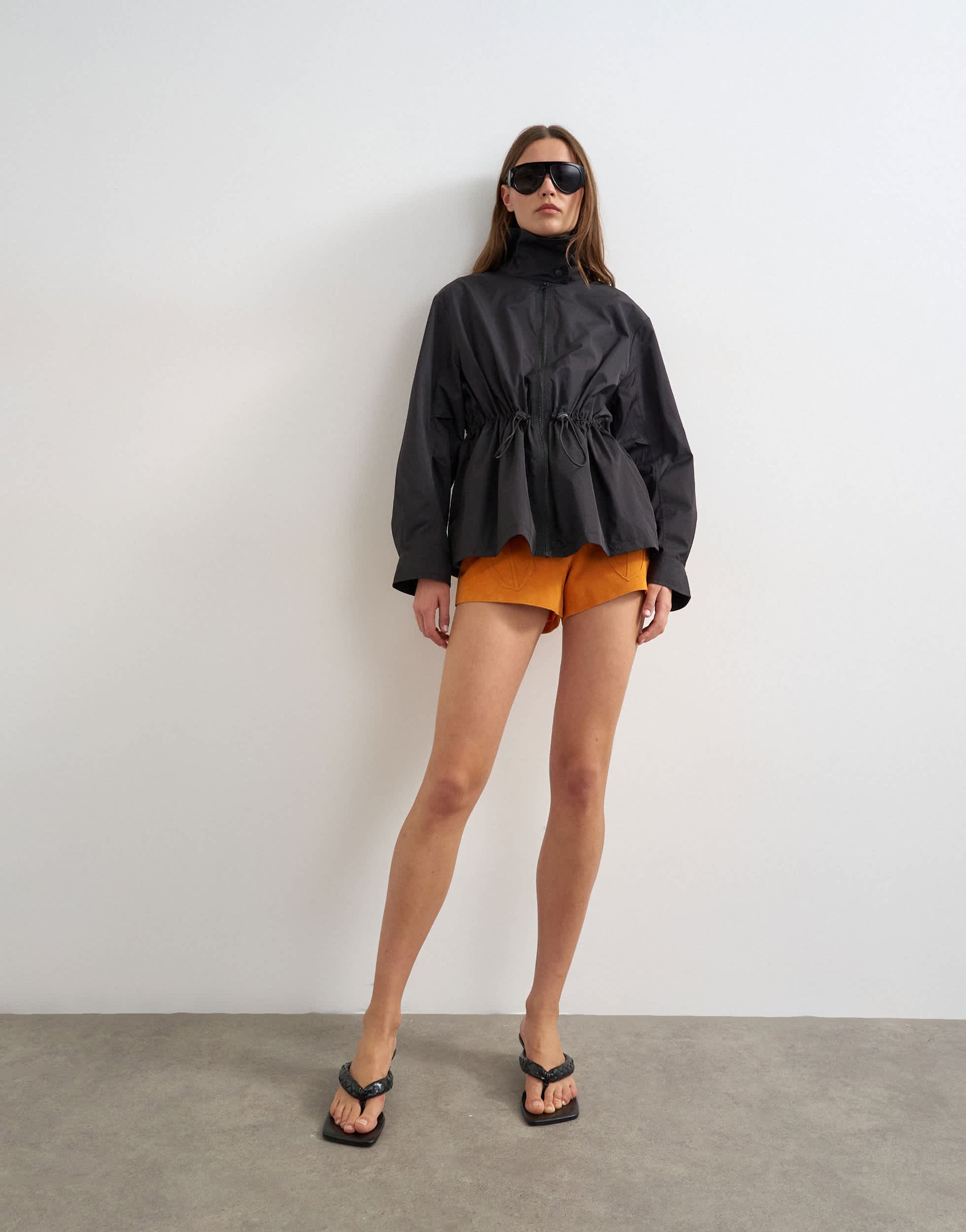 Topshop techy drawcord waist jacket in black
