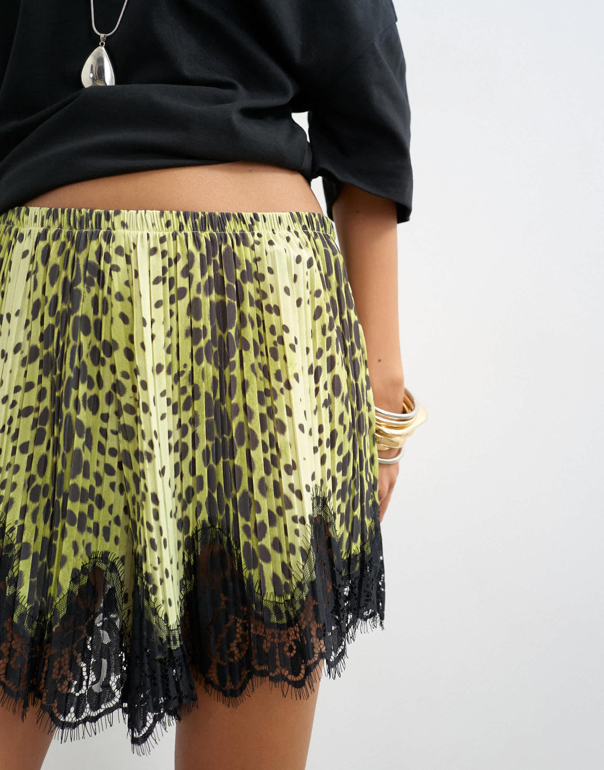 Topshop animal print lace trim shorts in multi