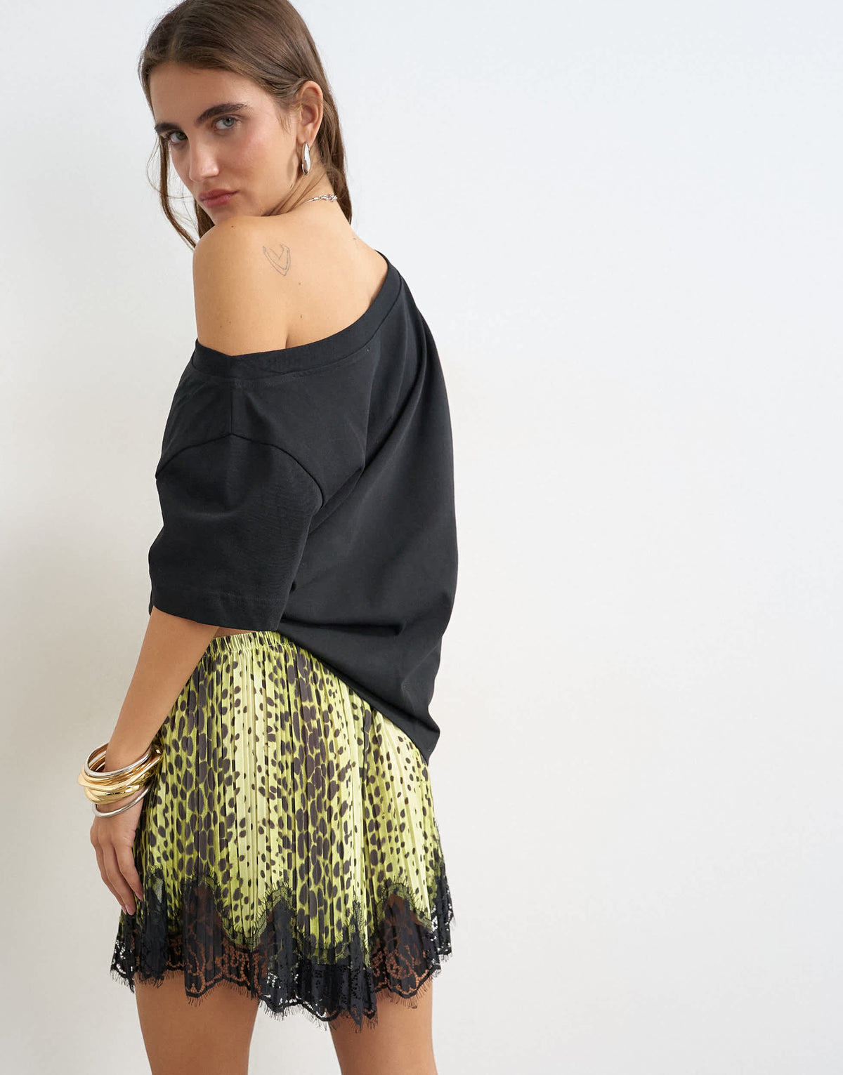 Topshop animal print lace trim shorts in multi