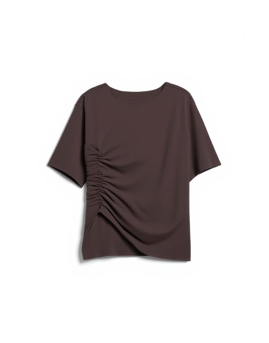 Topshop ruched side tee in chocolate