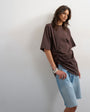Topshop ruched side tee in chocolate