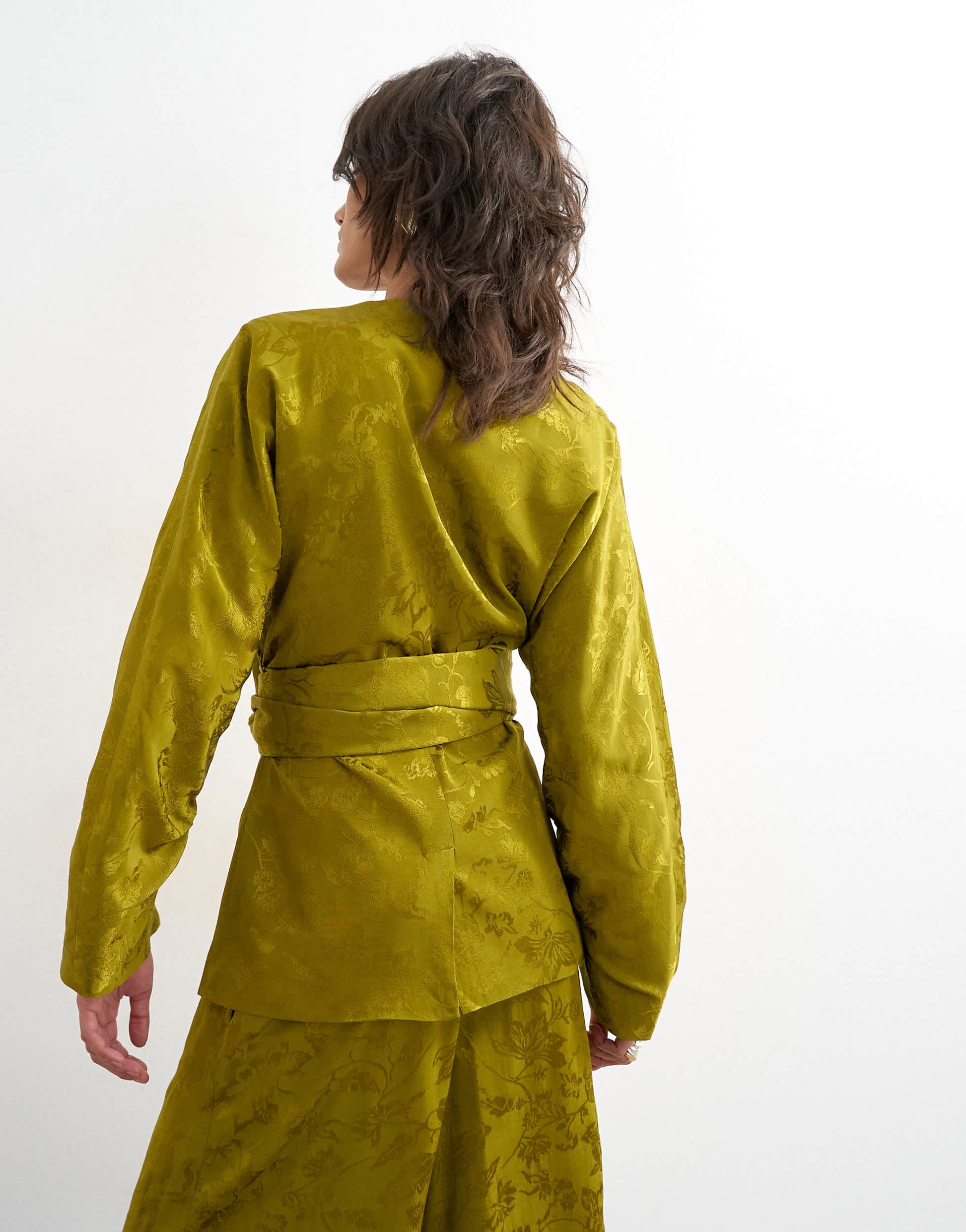 Topshop jacquard kimono in green