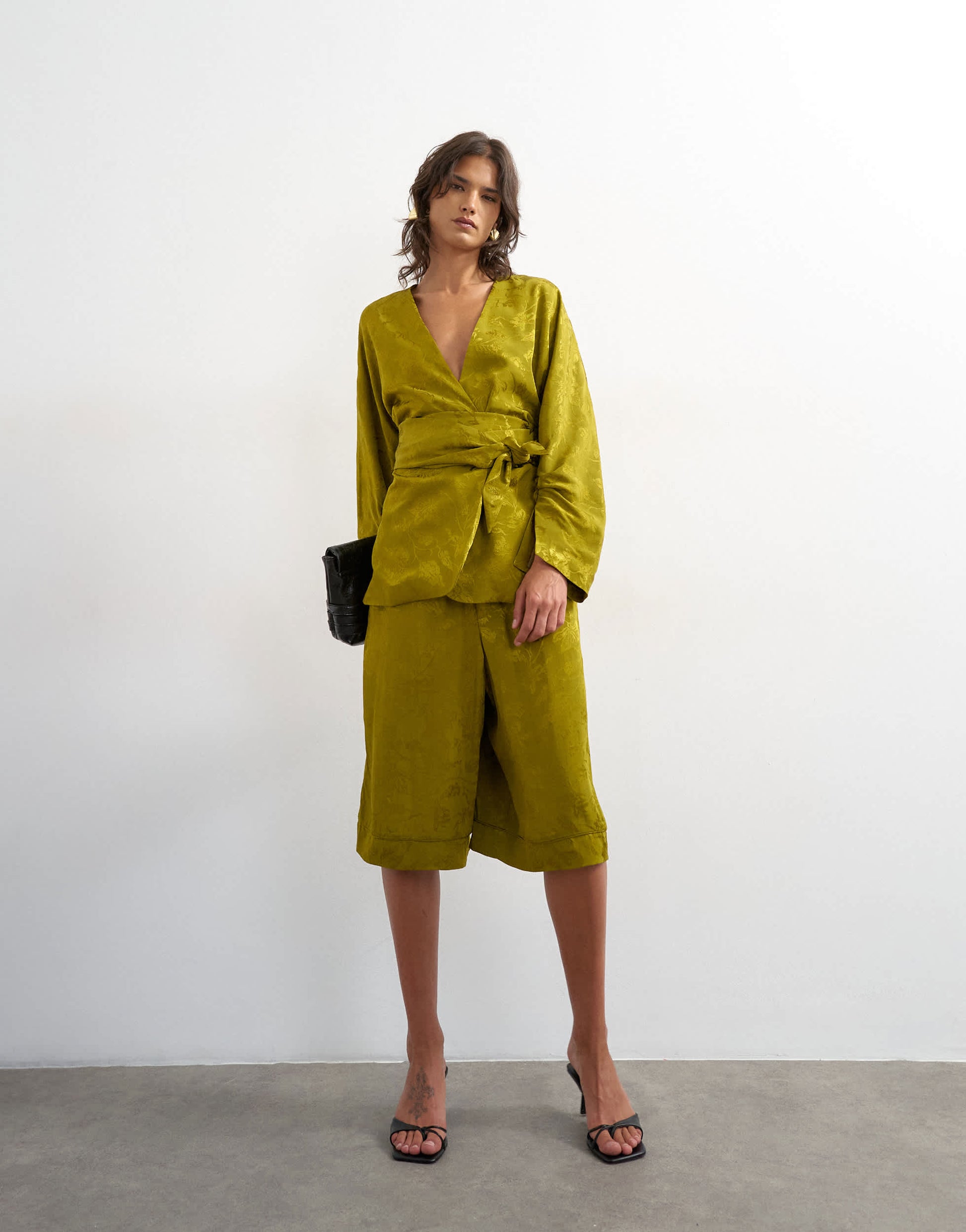 Topshop jacquard kimono in green