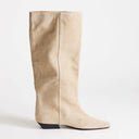 Topshop Pablo real suede slim western boot in taupe