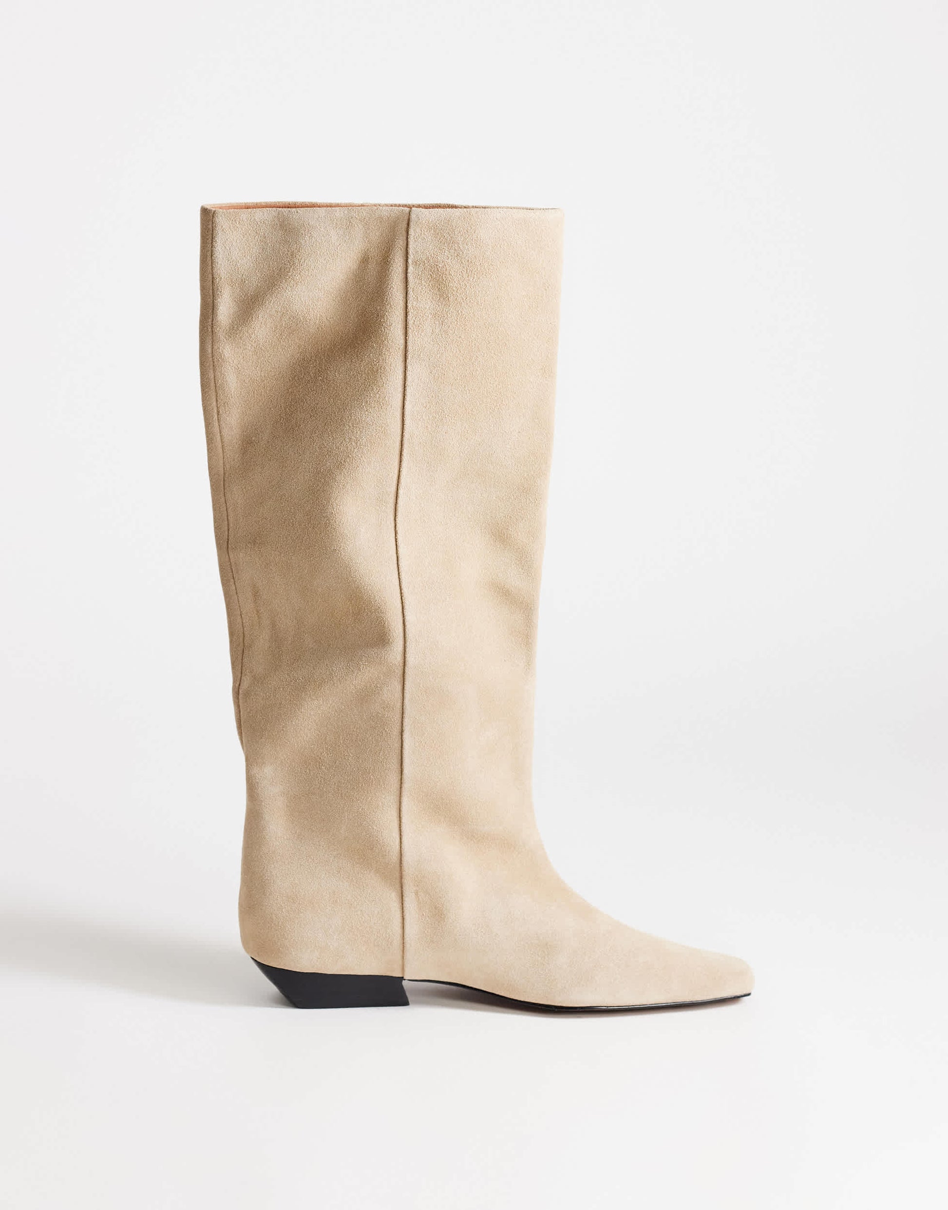Topshop Pablo real suede slim western boot in taupe