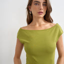 Topshop 90's boat neck vest in green