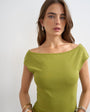 Topshop 90's boat neck vest in green
