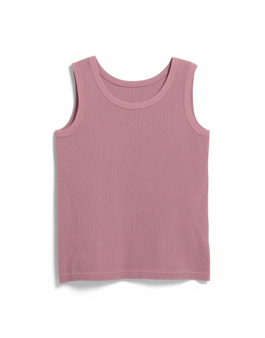 Topshop washed waffle vest with woven trim in mauve