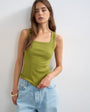 Topshop rib scoop neck vest in green