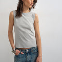 Topshop slim tank in grey marl