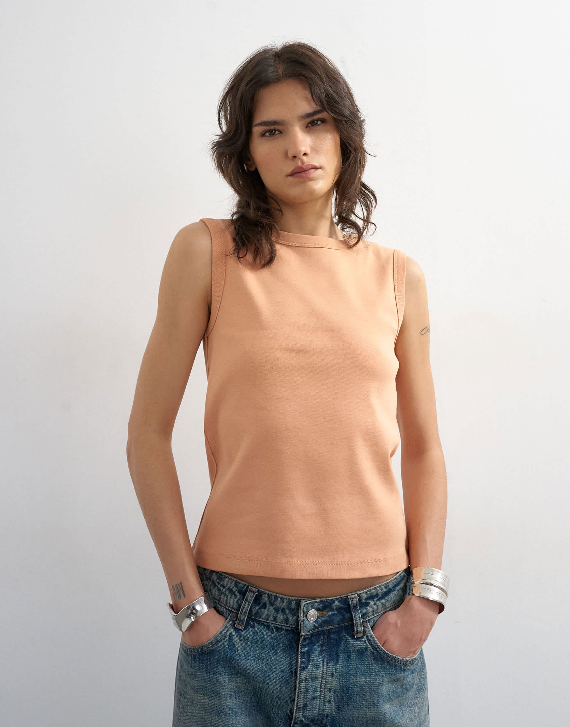 Topshop slim tank in peach