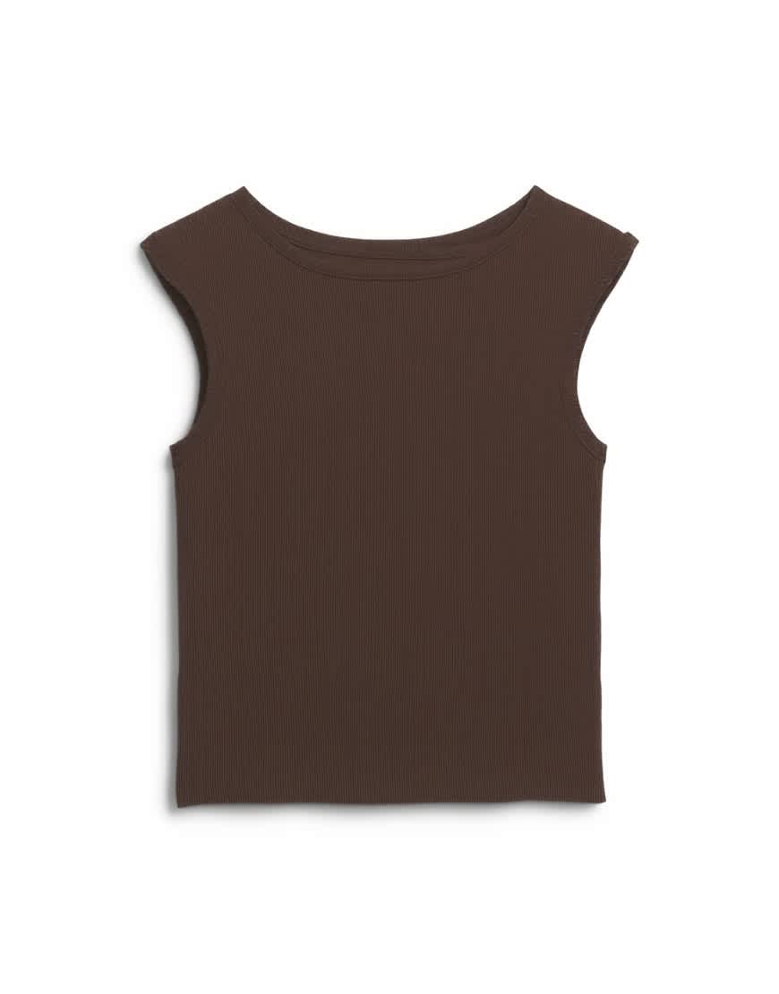 Topshop 90's boat neck vest in dark chocolate
