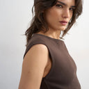 Topshop 90's boat neck vest in dark chocolate