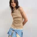 Topshop slash neck racer vest in stone