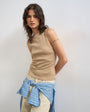 Topshop slash neck racer vest in stone