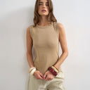 Topshop slim tank in stone
