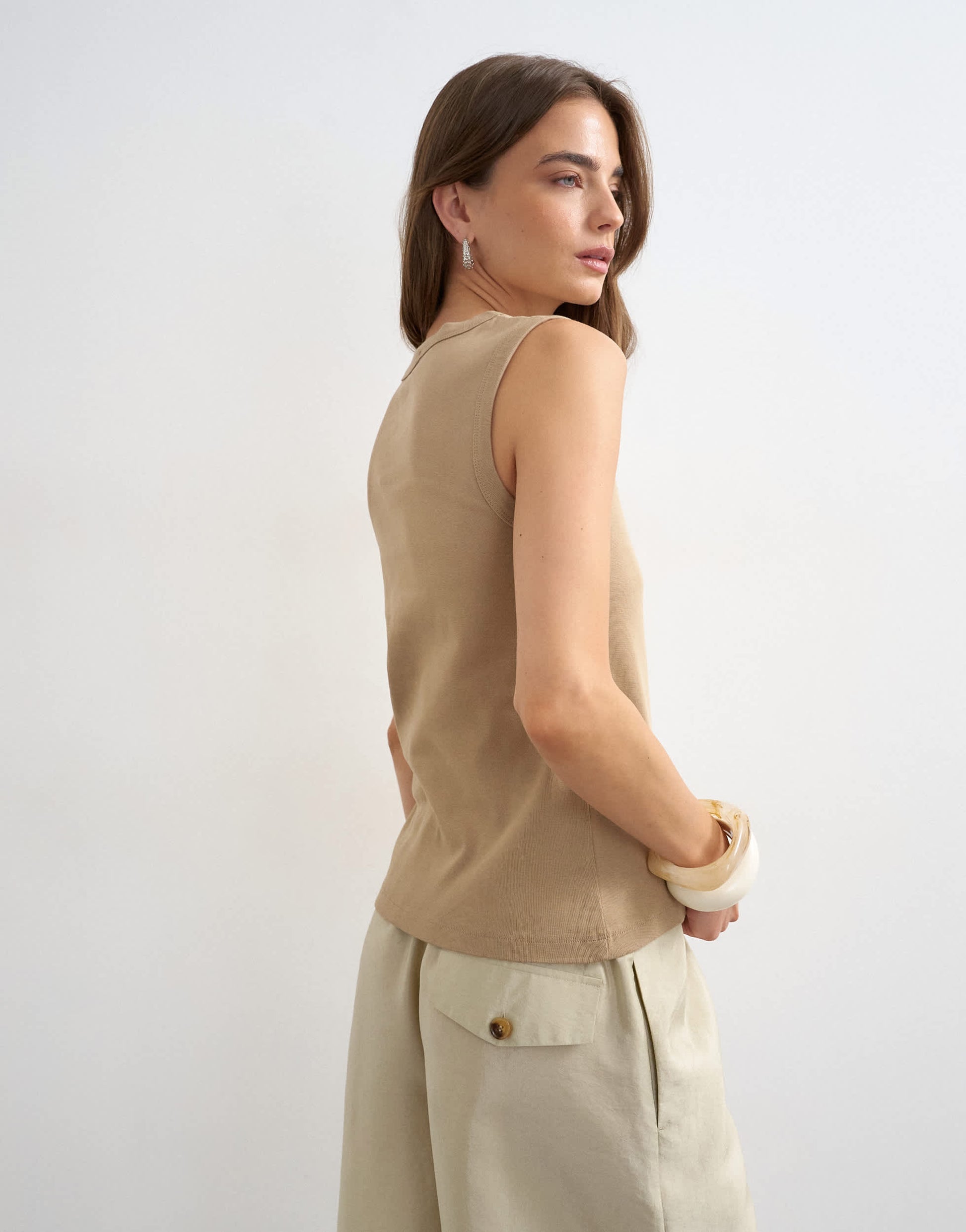 Topshop slim tank in stone