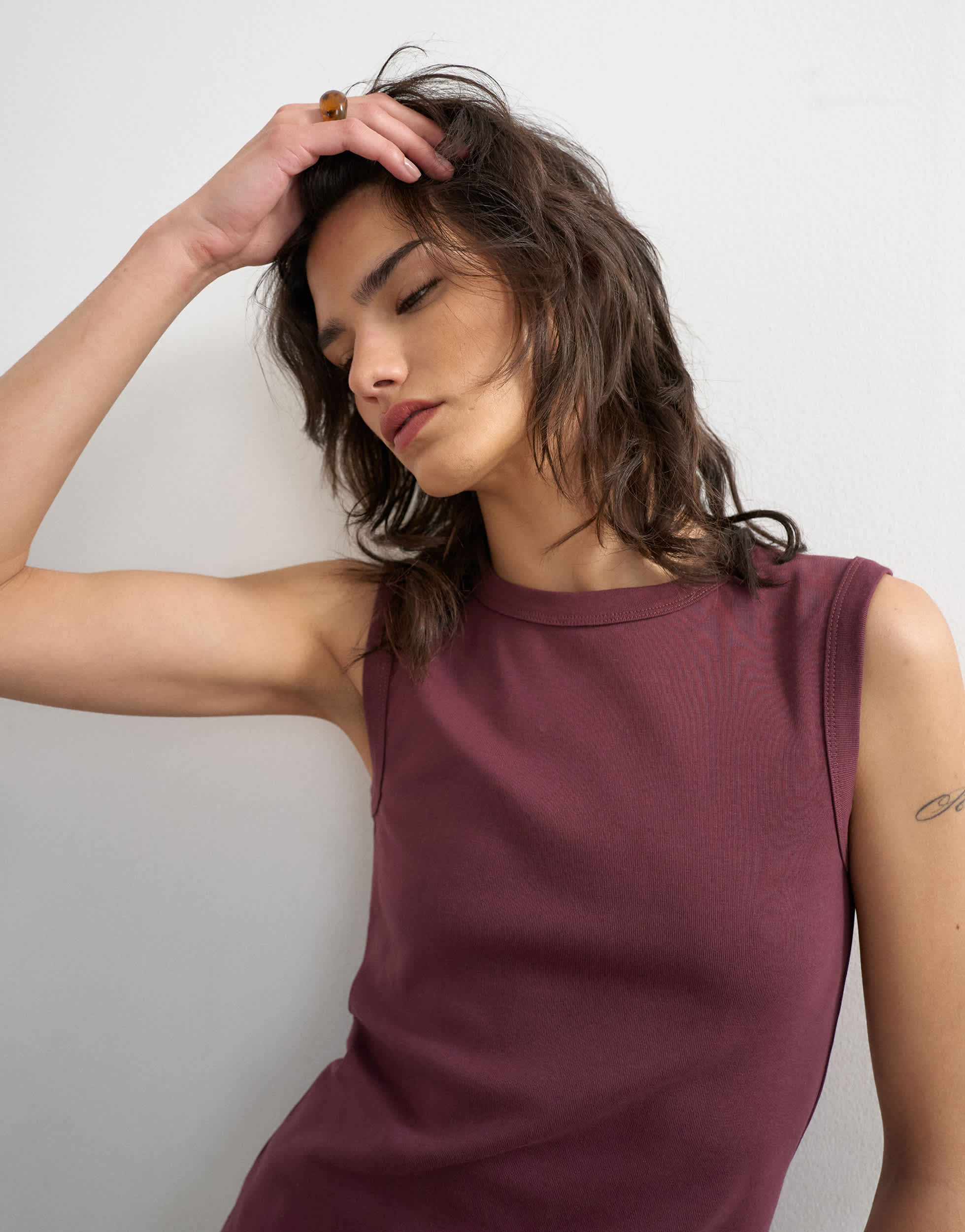 Topshop schmales Tanktop in Pflaume