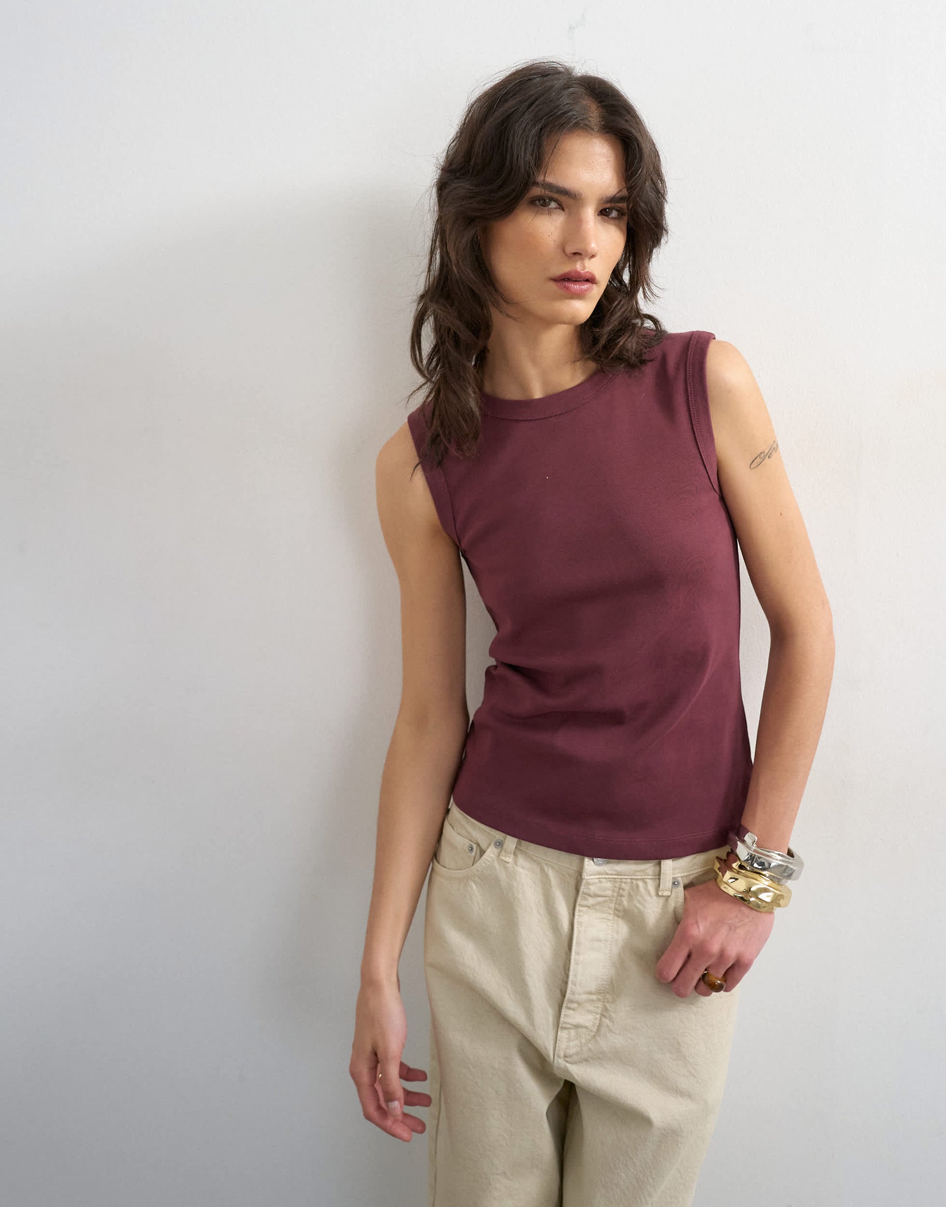 Topshop slim tank in plum