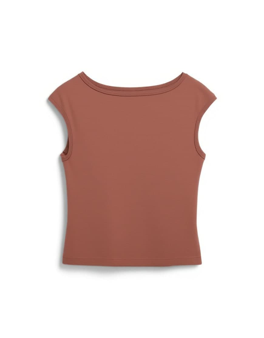 Topshop 90's boat neck vest in pecan